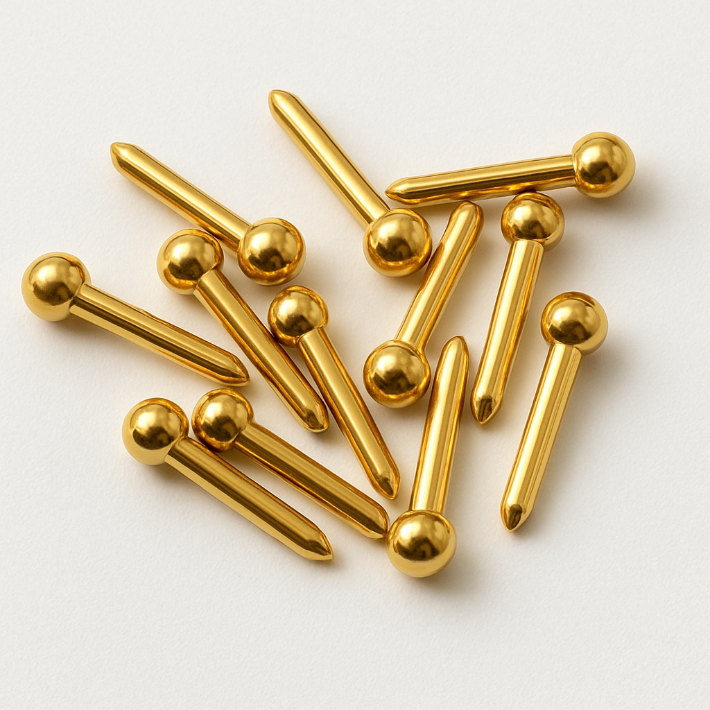 Bellow pins /Round head. Gold